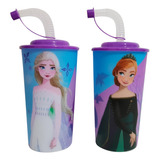 Vasos Plastico Frozen Elsa Y Anna 30 Piezas Tapa Popote