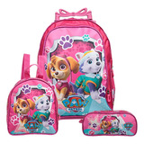 Kit Mochila Escolar Infantil Skye Patrulha Canina Rodinha