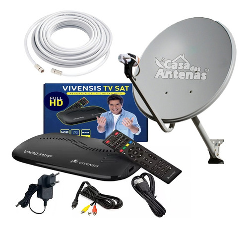 Kit Receptor Digital Vx10 Vivensis Antena Banda Ku Lnbf Cabo