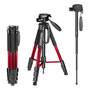 Neewer 2 En 1 177 Centímetros Cámara De Trípode Monopié Portátil De Alumnio Aleación Con 3-via Cabezal Giratorio,bolsa De Transporte Para Dslr Cámara Dv Videocámara,carga Hasta 4kg, Rojo Neewer 2 En 1 177 Centímetros Cámara De Trípode Monopié Portátil De Alumnio Aleación Con 3-via Cabezal Giratorio,bolsa De Transporte Para Dslr Cámara Dv Videocámara,carga Hasta 4kg, Rojo