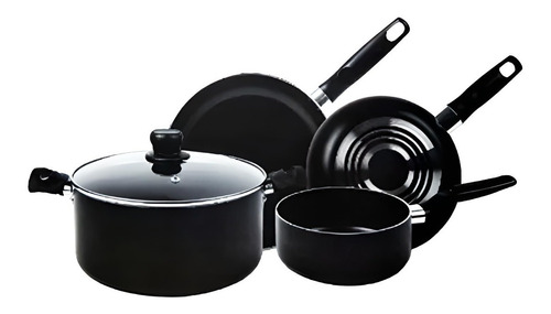  Batería De Cocina T-fal 5813700 Inicia 5 Piezas Negra