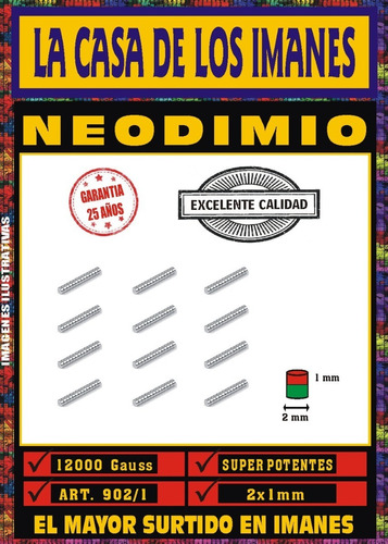 Iman Neodimio 2x1 Mm - 30 Unidades - 12000 Gauss