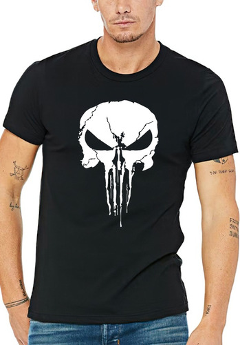 Poleras Estampadas Con Diseño Calavera Punisher Ambos Lados