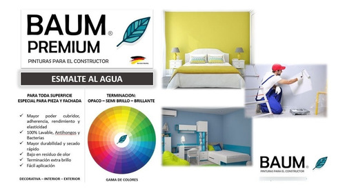 Pintura Baum - Esmalte Al Agua Color Blanco  Tineta 4 Gal