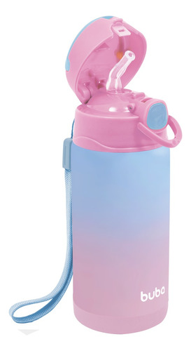 Garrafa Térmica Infantil Canudo Parede Dupla Inox 400ml Buba