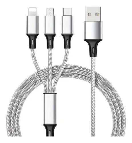 Cable De Cargador Usb 3 En 1 Para iPhone Tipo C Micro 120cm