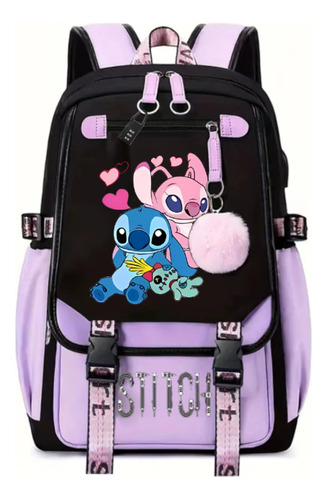 Mochila Escolar Stitch De Gran Capacidad New Series W2