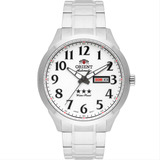 Relógio Orient Masculino Automático 469ss074 S2sx Correia Prateado Bisel Prateado Fundo Branco