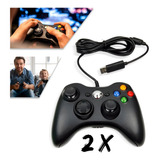 Kit Controle Para Xbox 360 Pc Com Fio Joystick Manete Game