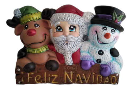 Adorno Pared Navideño -santa, Reno Y Muñeco De Nieve-