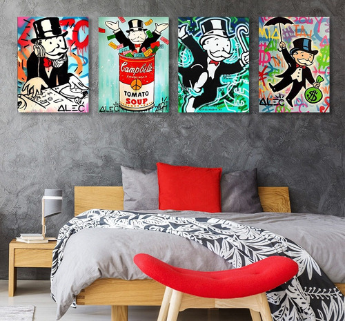 4pzas Monopoly Alec  Lienzo Canvas Cuadro  Decorativo