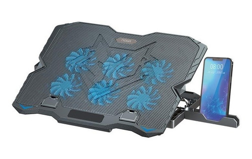 Base Para Notebook Gamer 6 Coolers Luces Celular Noga Za16 E