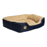 Cama Mediana Rectangular Perro Gato Lux Navy 75x55cm Tesso