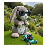 Vinilo 100x100cm Conejo Gafas Trabajando En El Jardin