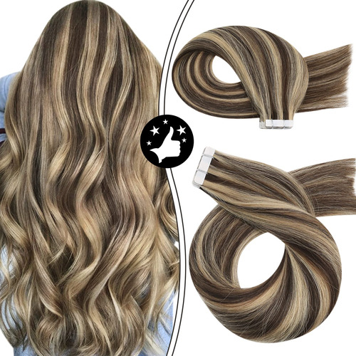 Extensiones De Cabello Natural Rubio Balayage Con Cinta Adhe