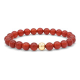 Pulsera Oro Laminado Piedra Cornalina 8mm Iconic Store