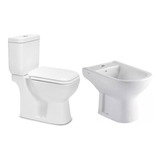 Combo Baño Inodoro Largo Piazza Deposito Dual + Bidet Loza