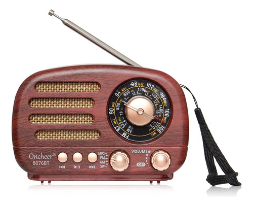 Oncheer Radio Vintage Portatil Altavoz Bluetooth Retro, Fm/a