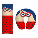  Kit De Almofadas Ladybug - 2 Peças Para Proteção Na Viagem