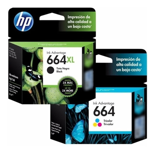 Combo Hp 664xl Negro + 664 Color Originales 1115 2135 2136