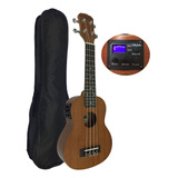 Ukulele Soprano Eletrico Sapele Malibu 21 Capa Cordas Aquila