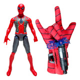 Guante Lanza Dardo Spiderman Hombre Araña Infantil + Muñeco