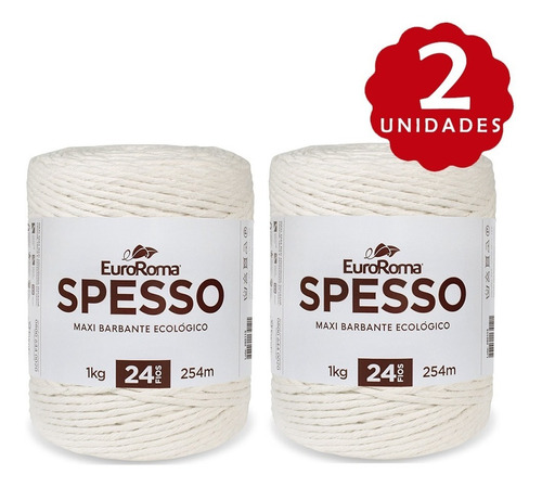 Barbante Spesso Euroroma 24 Fios Cru 1kg 254m - Kit 2 Und