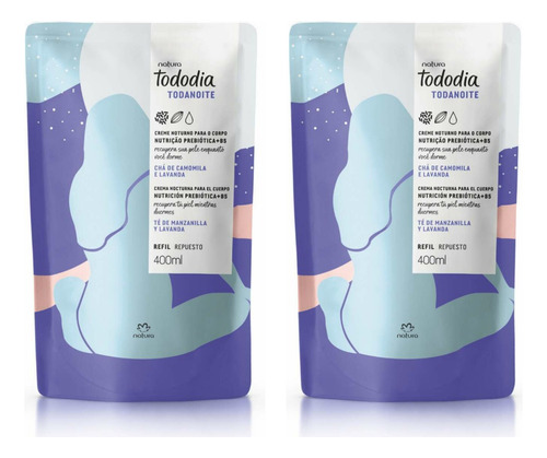 Kit 2 Refil Hidratante Natura Tododia Todanoite 400 Ml Cada