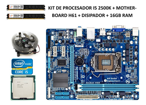 Kit I5 2500k+ Motherbo Ga-h61m-ds2+ 16gb Ram+disipador Nuevo