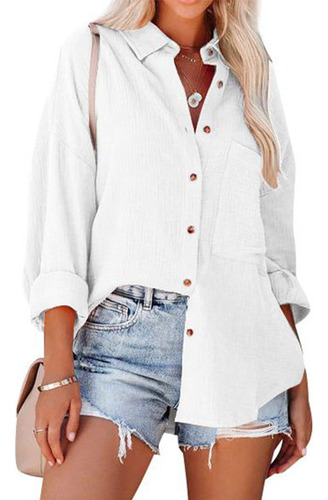 Camisa Blusa Mujer Moda Versátil Manga Larga Varios Colores