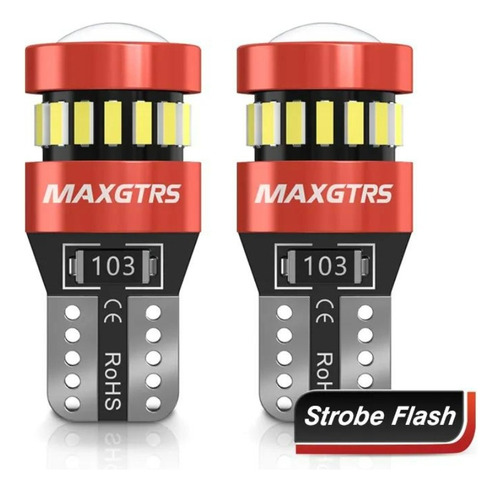 Maxgtrs 2 Led T10 W5w 194 Tipo Pellizco Con Estrobo