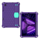 Funda Honeycomb Eva + Pc Morada Y Verde Menta Para Lenovo X3