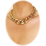 Gargantilla Gruesa Para Mujer, Collar De Cadena De Oro De Lo