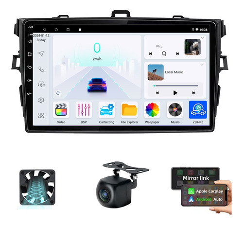 Auto Estereo Carplay 2+64g Para Toyota Corolla 2007-2011