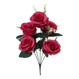 Buquê Rosas Artificial Arranjo De Flores Para Decoração 40cm