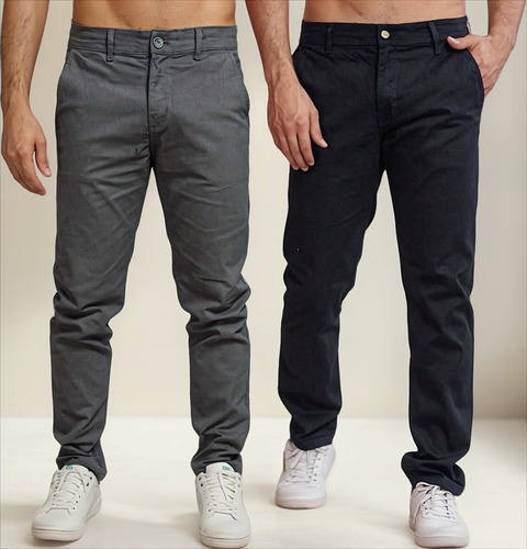 Kit Calça Sarja Masculina Calca Masculino Com Lycra Elastano