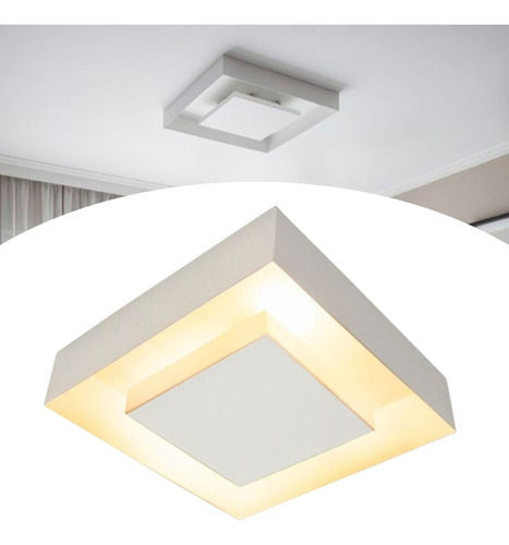 Lustre Plafon Sobrepor Teto Moderno Eclipse Luz Indireta 45cm Cor Branco