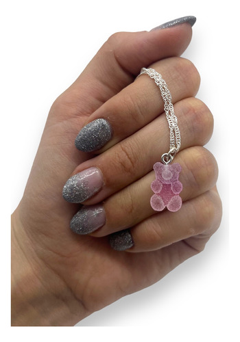 Conjunto Osito Yummy Gummy Bear + Cadena 45 Cm Plata 925