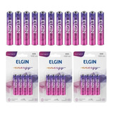 12 Pilhas Recarregável Elgin Aaa 1000mah 3 Cartela C/ 4 Unid