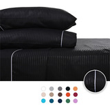 Sábanas King Size 2800 Hilos Extra Suave Premium Stripes Color Negro Diseño De La Tela Rayado