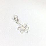 Dije Charm Colgante Flor Plata 925 Con Piedras