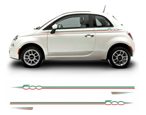 Par Adesivo Faixa Lateral Paralama Fiat 500 Italia Sport  40