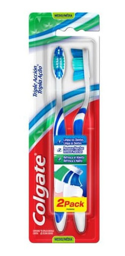 Cepillo Dental Colgate Triple Acción Medio X 2 Un Promo