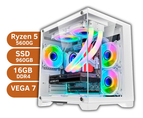 Pc Gamer Aquario Branco Ryzen 5 5600g Vega 7 Ssd 960gb 16gb 