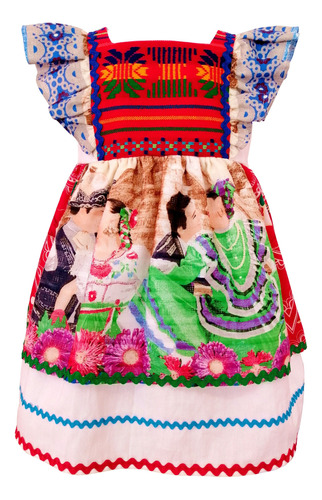 Vestido Niña Adelita Patria Mexicano Bordado Fiesta