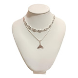 Choker Búzios Concha Prata 925  + Colar Calda De Sereia