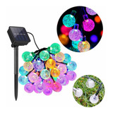 Luces Guirnalda Led Bolitas Cristal Panel Solar Multicolor