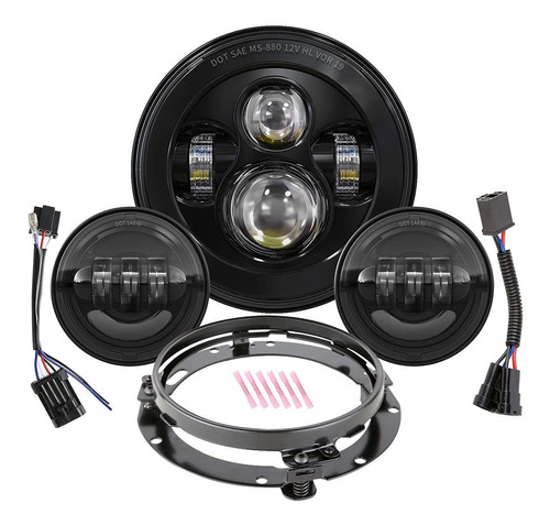 7 Pulgadas Ronda Led Faro Bombilla Kit Con 4.5 Pulgadas Paso