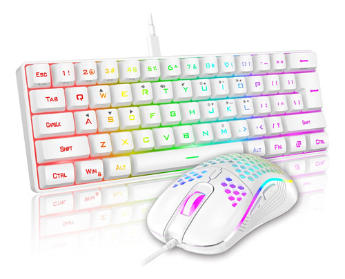 Teclado Y Mouse Con Cable, Pequeño Redthunder/ Blanco