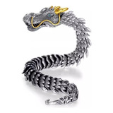 Pulsera De Dragón De Plata S925 Hecha A Mano Estilo Mecánico